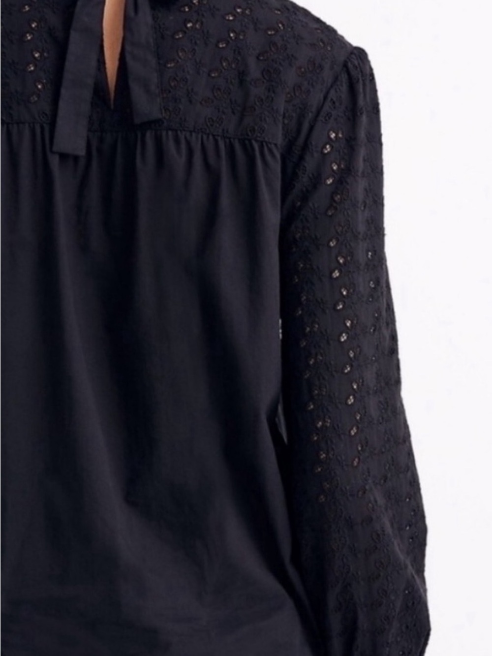 Madewell Black Eyelet Mock-Neck Blouse - Picture 3 of 4